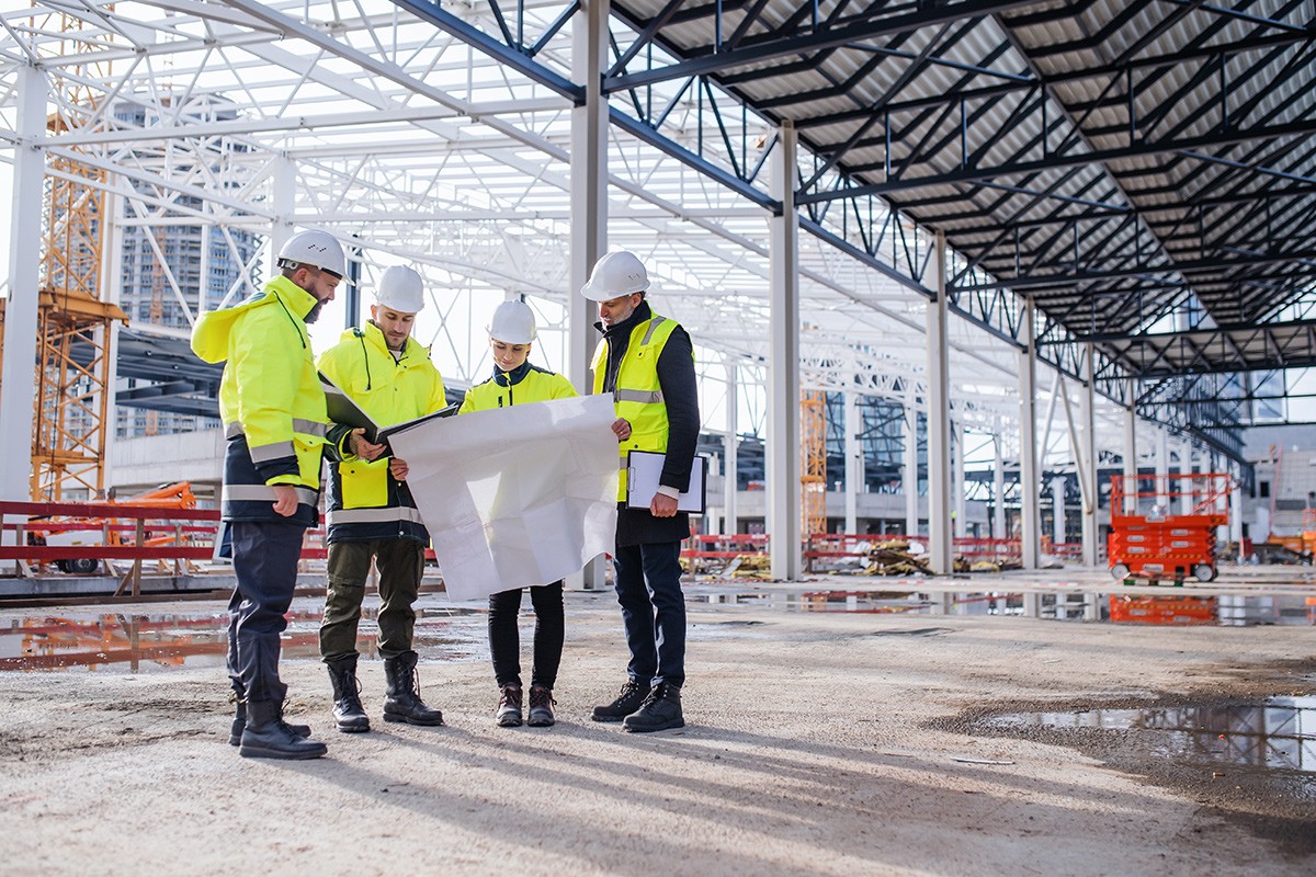 Contractors looking at plans